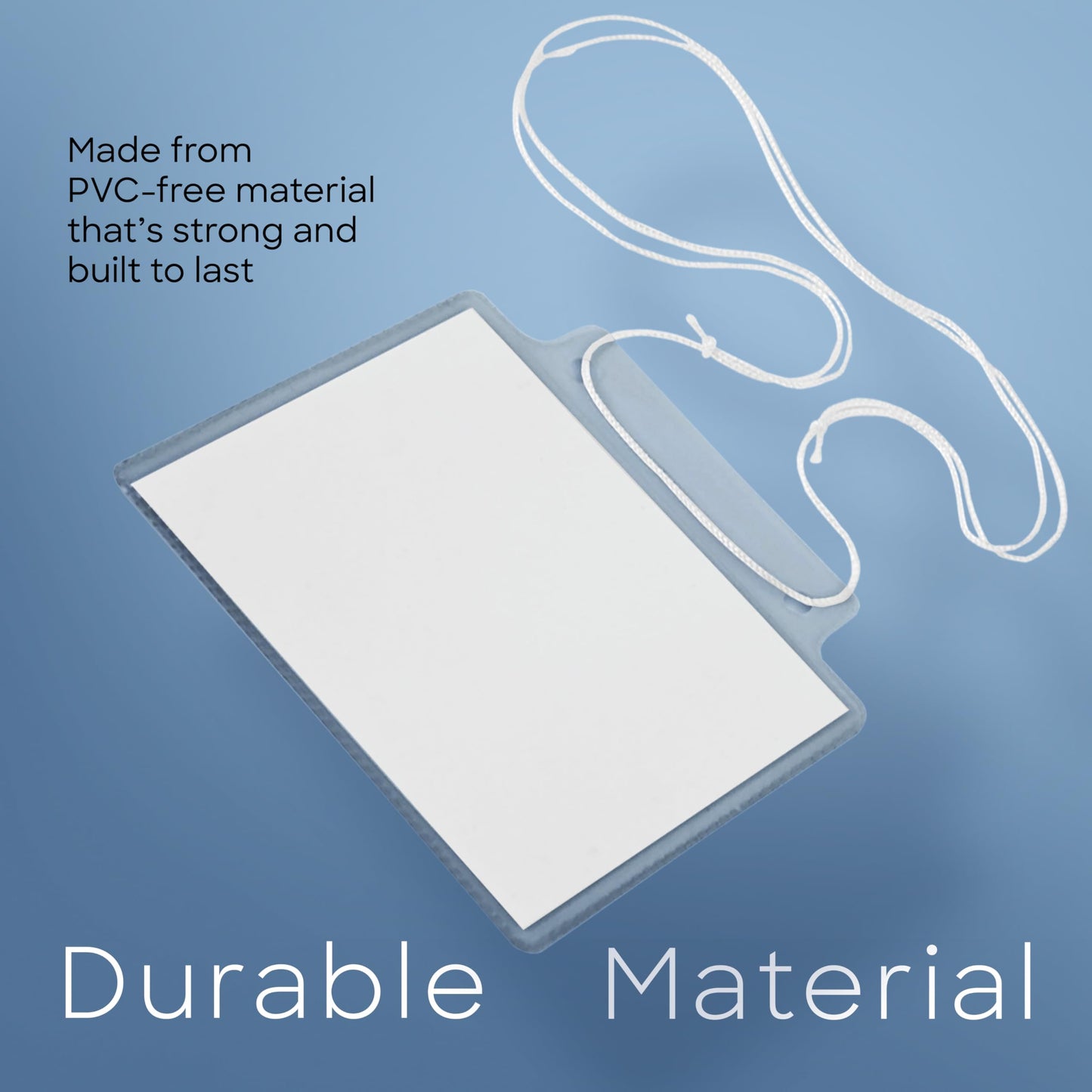 Merangue ID Badge Holder, Versatile ID Card Holder with Adjustable String, PVC-Free Plastic Name Tag Holder with Paper Inserts, Fits 4” x 3” Cards, Pack of 100, Clear