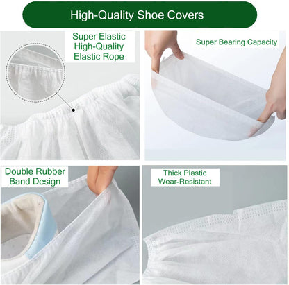 EZ Shoe Covers Disposable Non-Slip, 100Pcs/Pack(50 Pairs) Disposable Boot Cover for Indoors - Outdoors Recyclable Covers Fits Most Shoes (White)