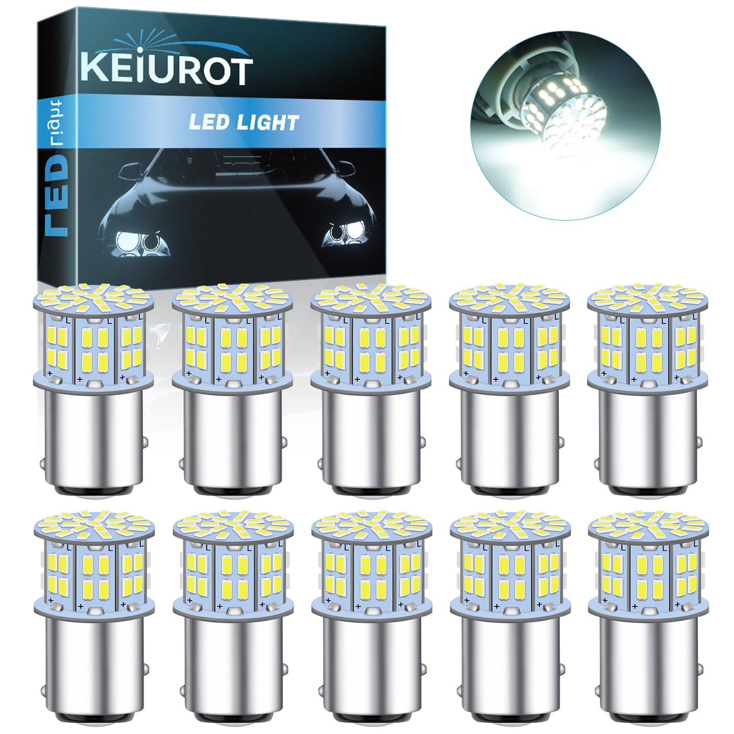 1157 Led Bulb 2057 2357 7528 BAY15D 1034 Light Bulb for RV Camper Trailer Car Brake Light Turn Signal Bulb Tail Lights Back Up Parking Light White 12V,10-Pack