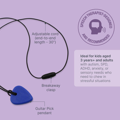 ARK Guitar Pick Small Thin Chew Necklace, Chew Necklaces for Sensory Kids and Adults, Oral Fidget for Autism, ADHD, SPD, Anxiety, Medical-Grade Sensory Chew Necklace, XT, Firm, Black