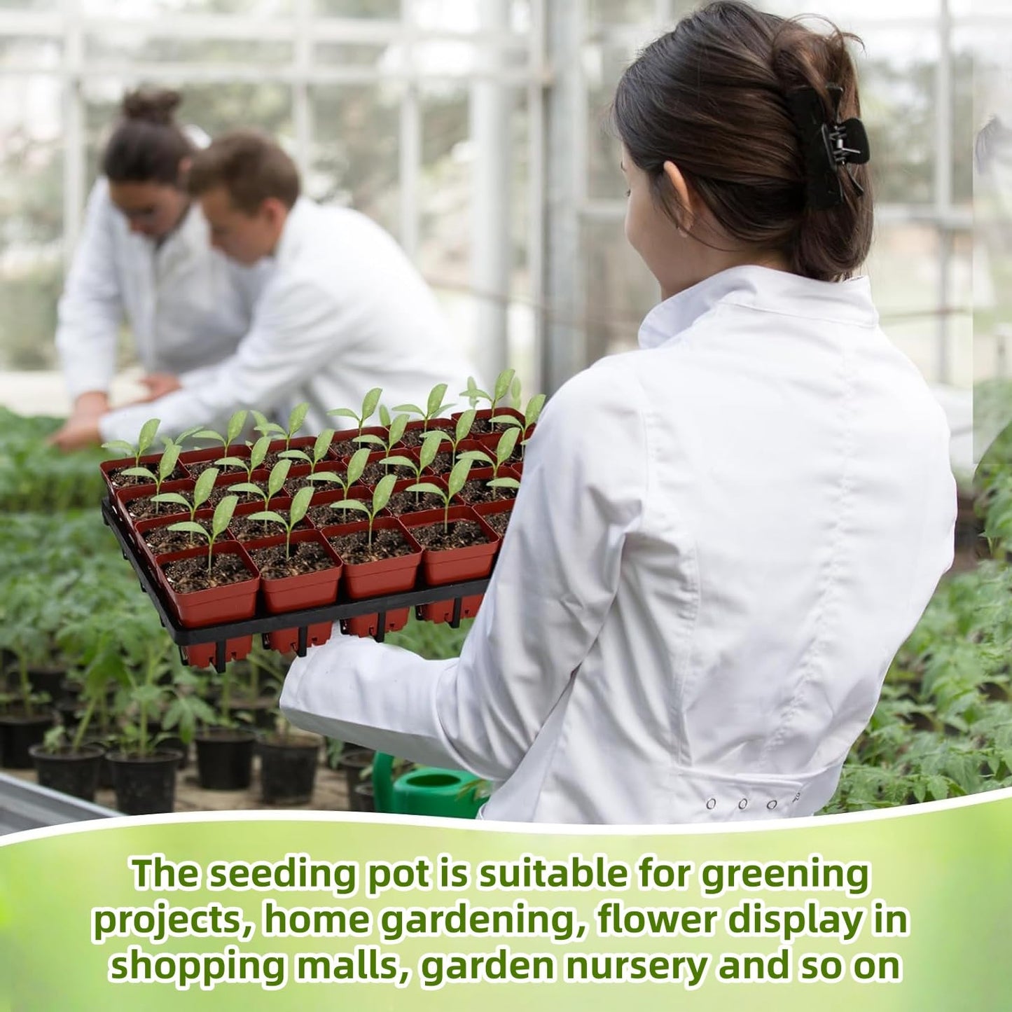 10 Pack Square Nursery Pot Tray with 24 Cells, Plant Trays for Pots, Plastic Planting Trays, Flower Pot Moving Tray for Carrying Small Plant Pots (17" x 11" x 2", 240 Cells in Total)