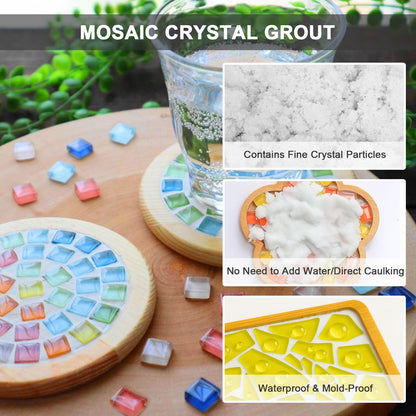 WAN2TLK Mosaic Crystal Grout Kit, Mosaic Tile Accessories, No Water Needed, Direct caulking, Essential for Handmade Grouting, Mosaic Crystal Sealant for All Tiles & Surfaces