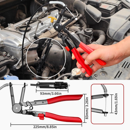 WISEUP 4PCS Hose Clamp Pliers Set - Includes 27" Long Reach Wire Spring Plier, Clic-R Type Pliers, Hose Remover & Flat Band Clamp Tool - for Automotive Fuel, Oil, Coolant, Radiator Hoses
