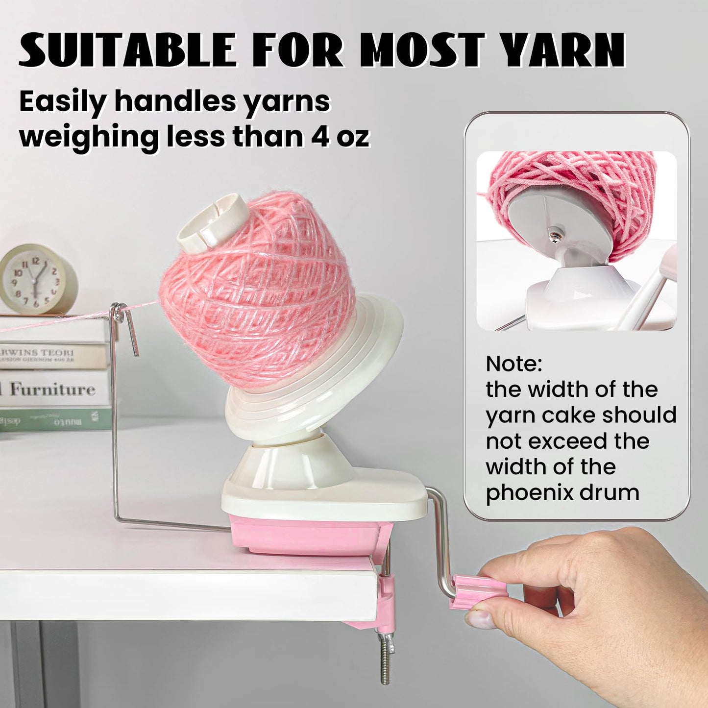 Yarn Winder,Yarn Ball Winder,Efficiently Make Neat Yarn Cake,Easy-to-Install Sturdy ABS Yarn Winder for Crocheting with Lower Noise,The Helper for Knitting Enthusiast.