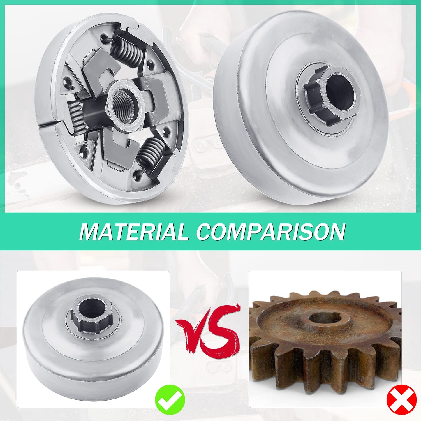 Adefol Clutch Drum Rim Sprocket Kit for Stihl 026 MS260 024 MS240 Chainsaw 325-7 325-8 Replace Parts 112 1160 2051