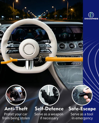 DODOMES Steering Wheel Lock Anti-Theft car Device Car Wheel Locks Heavy Duty Vehicle Security Steering Wheel Lock for Truck Car Vehicles Van Lorry SUV with 4 Keys, Elongated Length MAX 30.5" Yellow
