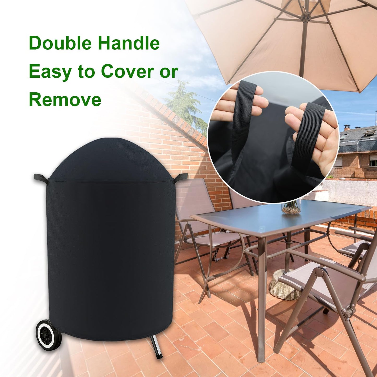 Cover Geny Premium Grill Cover Fits Weber 22" Jumbo Joe,22" Original & Premium Kettle Charcoal Grill,Weber/Joyfair/Megamaster/Papapacks/GRILIFE/Green Party 18" Kettle Charcoal Grill