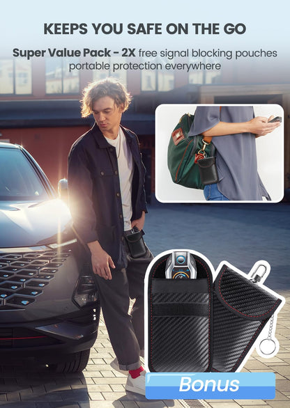 Samfolk Faraday Box with 2 Faraday Bags, Faraday Box for Car Keys, RFID Key Fob Protector Anti-Theft Key Fob Box, Anti-Theft Cages for Car Keys, Phone and Credit Card