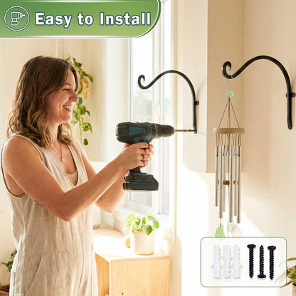 Qiang Ni- Bird Feeders Hanger 2 Pieces 12 Inch Outdoor Plant Hanging Bracket More Stable and Sturdy Hanging Plant Bracket 12Inch Black