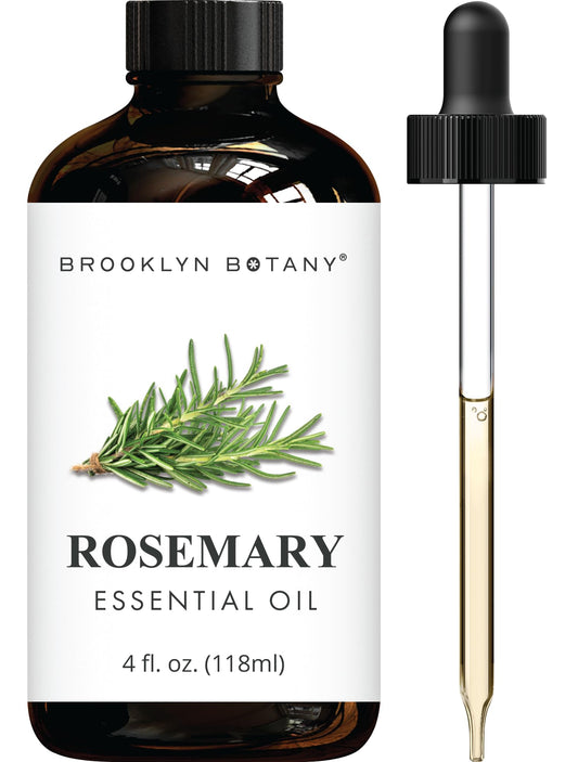 Brooklyn Botany Rosemary Essential Oil - Huge 118 ml - 100% Pure and Natural - Premium Grade with Dropper - for Aromatherapy and Diffuser