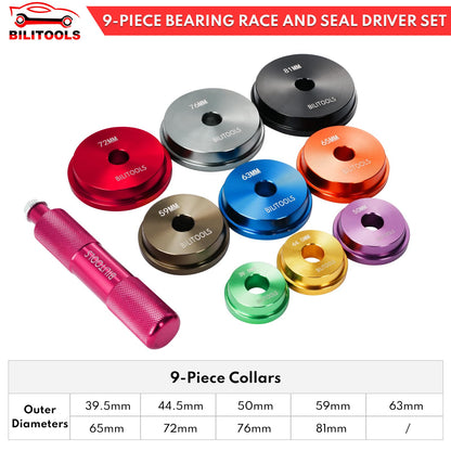 BILITOOLS Bearing Press Kit, 10 Piece Bearing Race and Seal Driver Set, Seal Driver Installer Set for Bearing Installation