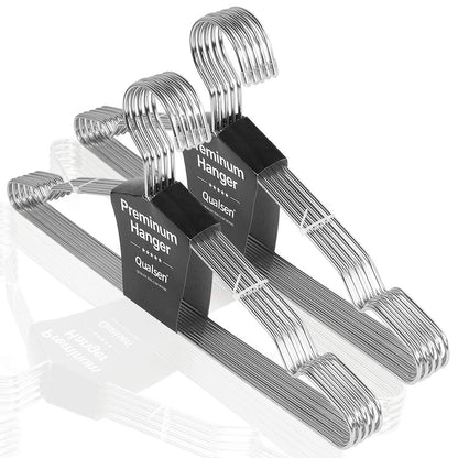 Qualsen Clothes Hangers 20 Pack Stainless Steel Strong Metal Wire Hangers Suit Hangers for Home Hotel and Clothes Store 16.5 Inch/42 cm