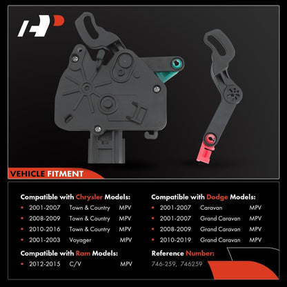 A-Premium Left or Right Sliding Door Lock Latch Actuator Compatible with Chrysler Town & Country 2001-2016 & Dodge Caravan 2001-2007 Grand Caravan 2001-2019 & Ram C/V 2012-2015, MPV Replace# 4717960AA