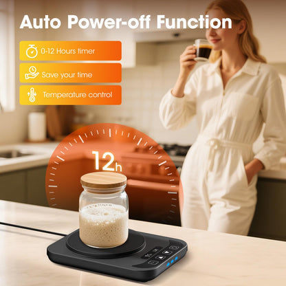 Sourdough Starter Warmer with Temperature Display,Sourdough Warming Mats 100℉ Electric Heating 12 Hours Timing Function Sourdough Heating Mat Bread for Baking Supplies Kitchen Bakers (Black)