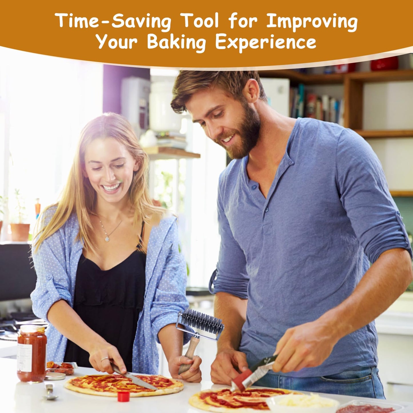 Stainless Steel Lattice Cutter With Wooden Handle - Dough Wheel Roller for Pie Crust, Beef Wellington, Bread, Pizza, and Puff Pastry