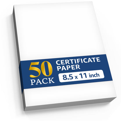 50 Certificate Paper 8.5 x 11 for Printing - Blank Certificate Papers for Award Certificates & Diploma Paper - Premium White Award Papers Cardstock for Awards & Certificates Graduation