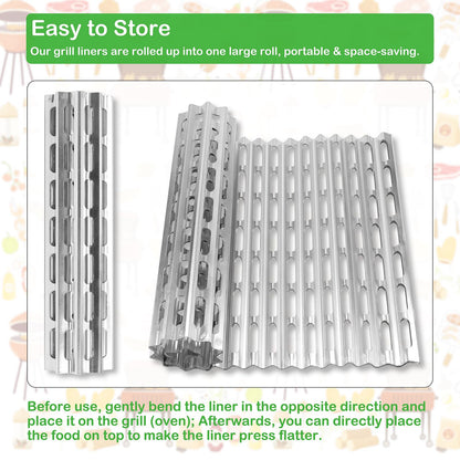 Roponan Disposable Aluminum Grill Liners, 20 Pack, 12" x 20" Rollable Grill Sheets for Grill Grates of Outdoor Charcoal BBQ