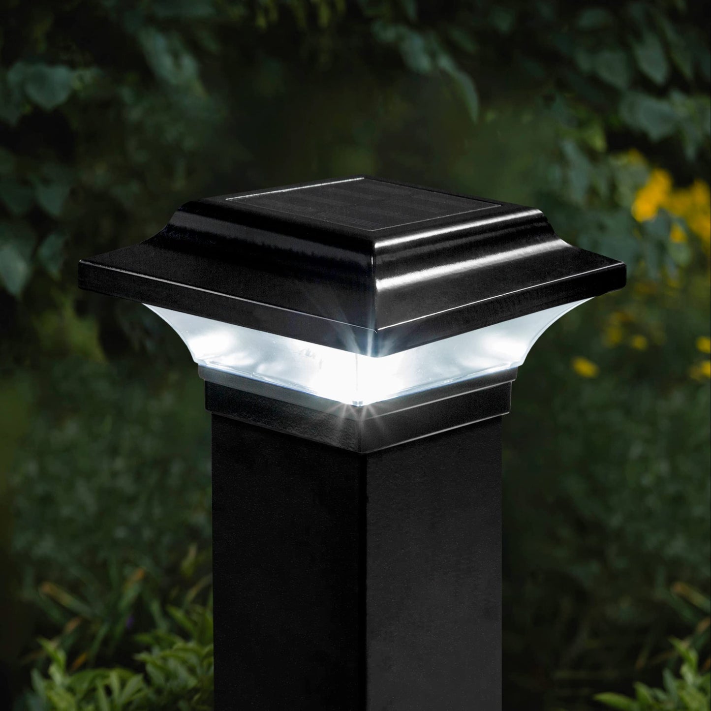 Classy Caps Imperial Solar Post Cap - Black SLO82B – Fits 2.5"x2.5", 2.25"x2.25", and 2"x2" Post Sizes, High-Performance Solar LED, Durable Cast Aluminum Construction