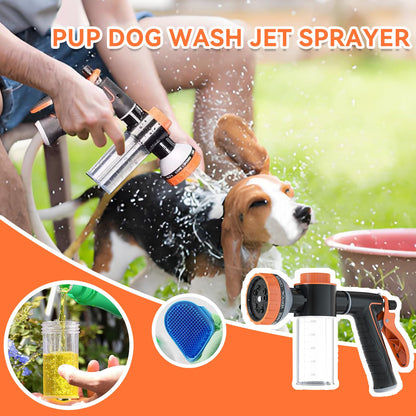 Upgrade Dog Washing Hose Attachment 10 Sprayer Pattern Outdoor, Garden Hose Nozzle with Soap Dispenser for Car Washing, Dog Shower Attachment with Brush for Pet Bathing, Pet Shampoo Hose Foam Sprayer