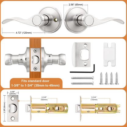 Probrico Interior Door Handles,Satin Nickel Passage Lever Door Handle for Closet Hallway Indoor Handles