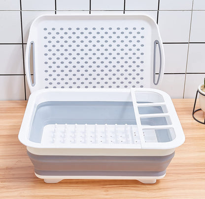 AAKitchen Collapsible Dish Rack and Drainboard Set Foldable Dish Drying Rack Portable Dish Drainer Storage Organizer Camping RV Kitchen Accessories for RV Campers Travel Trailers
