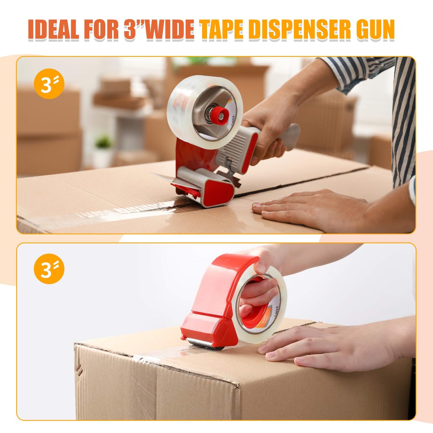 Rolett Packing Tape, 12 Rolls Shipping Tape, Heavy Duty Packaging Tape 1.88” x 65 yd, Heavy Duty Packing Tape Refills, Box Tape for Shipping, Mailing, Moving & Storage, Strong Seal on All Box Types