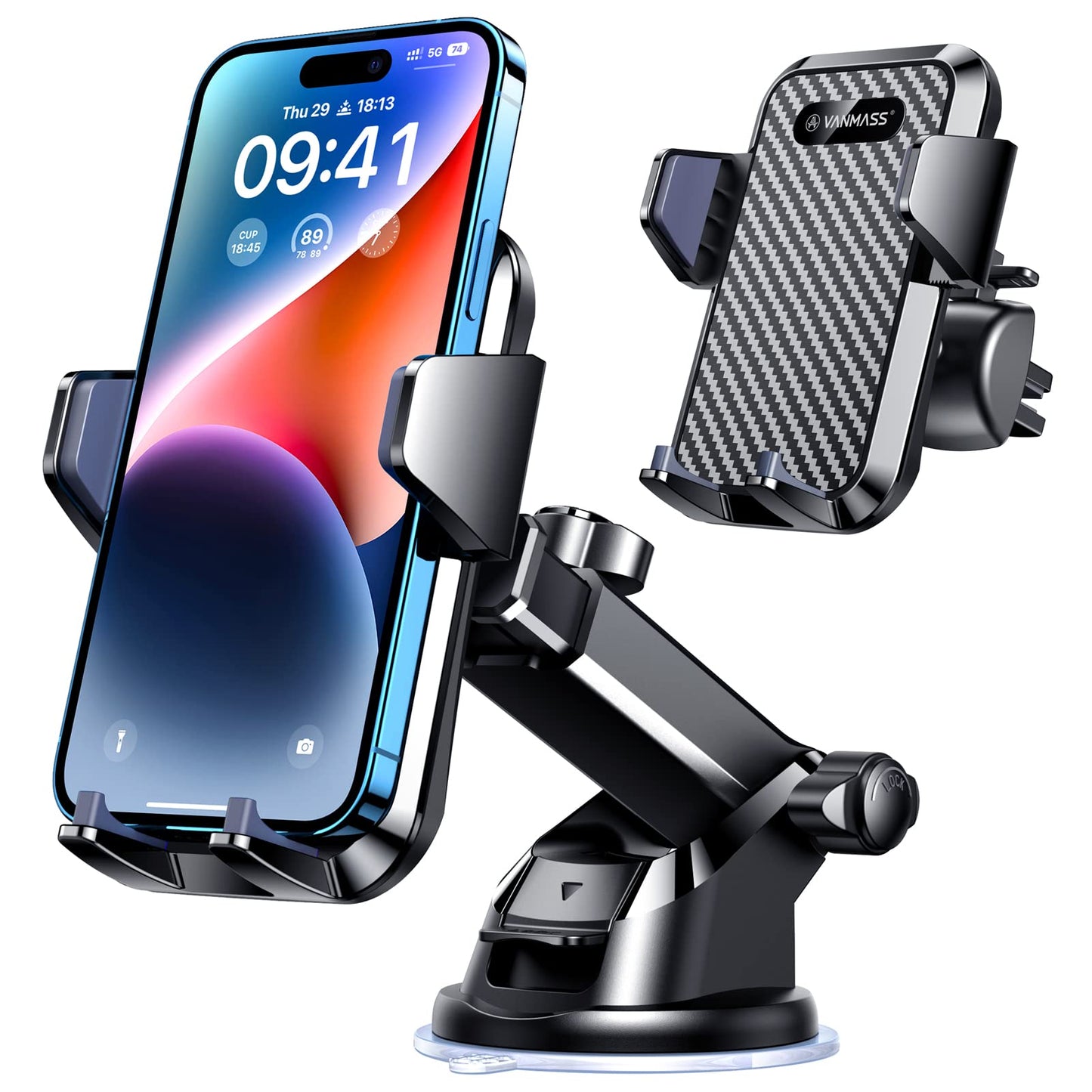 VANMASS [85+LBS Strongest Suction & Military-Grade] 2026 Ultimate Car Phone Holder [Patent & Safety Certs] Cell Mount Truck Stand Cradle for Dashboard Windshield Vent for iPhone 17 Pro Max 16 15 14