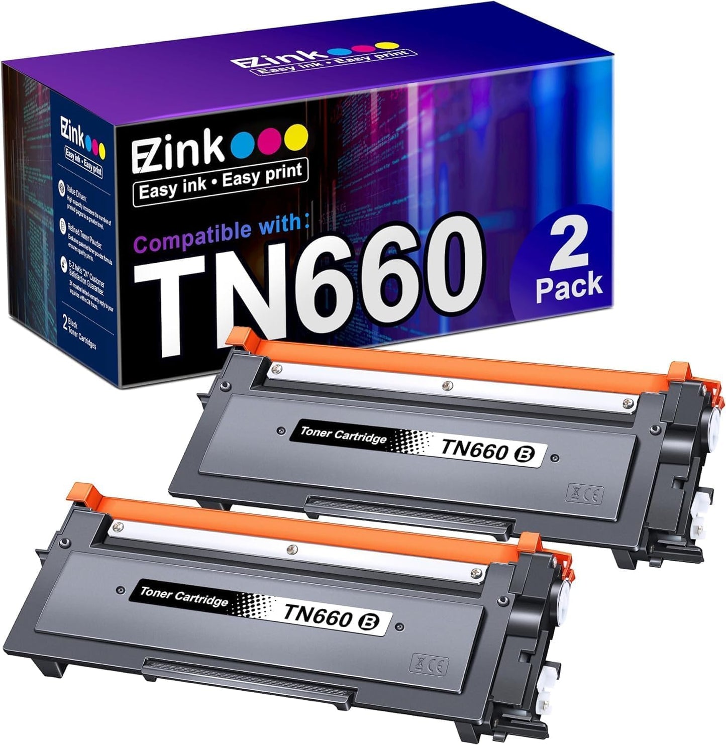 TN660 Toner Cartridges 2 Pack Compatible Replacement for Brother TN660 TN-660 TN630 for DCP-L2520DW MFC-L2740DW HL-L2320D HL-L2360DW DCP-L2540DW MFC-L2700DW MFC-L2720DW Printer High Capacity Black