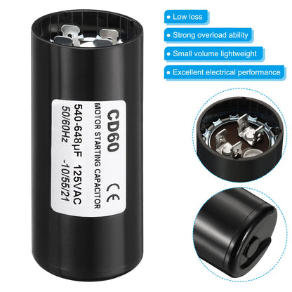 PATIKIL Motor Start Capacitor, 2 Pack 540-648uF/Mfd 125V 50/60Hz CD60 Run Capacitor Motor Starting Capacitor for Electric Motor Starts Running