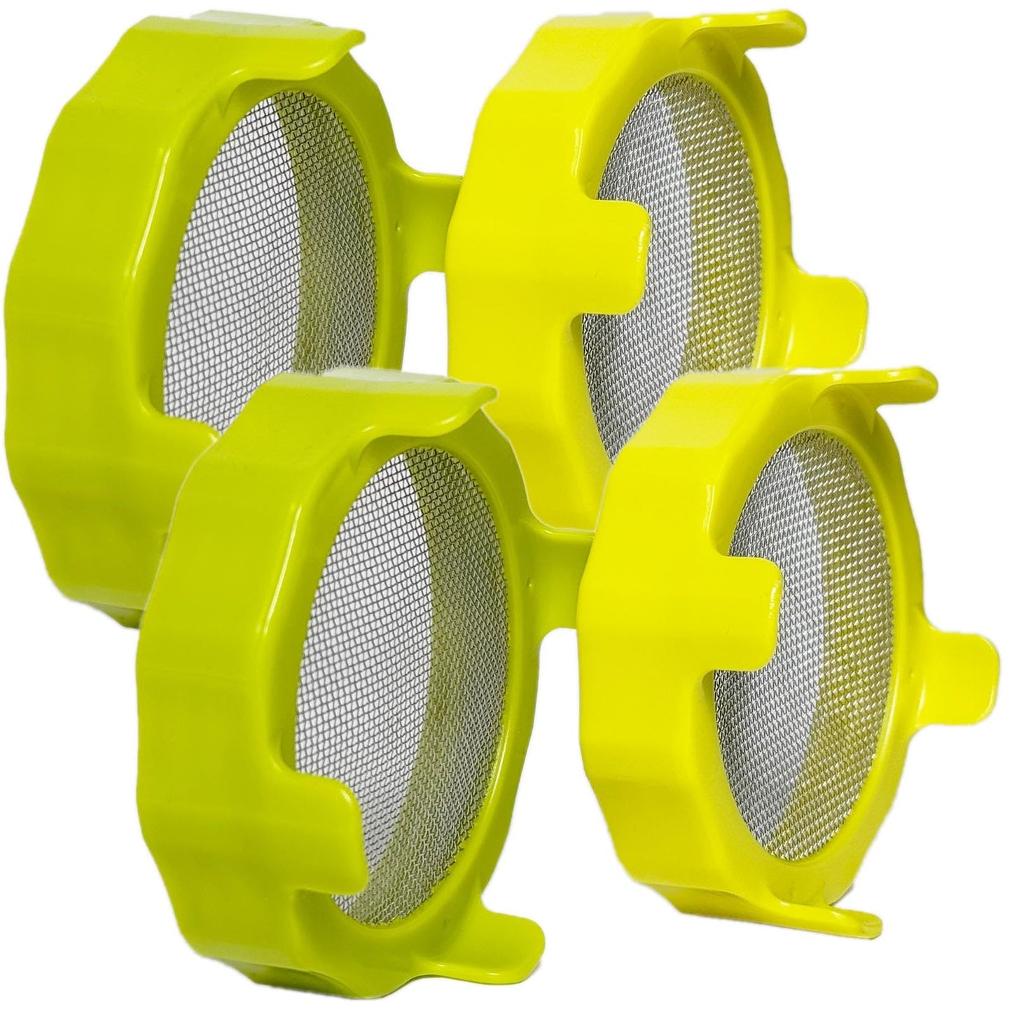 4PCS Plastic Sprout Lids with Stainless Steel Screen for Wide Mouth Mason Jars, Bean Screen Microgreens Growing Kit for Bean Sprouts, Broccoli Seeds, Alfalfa (4PCS(Green and Yellow))