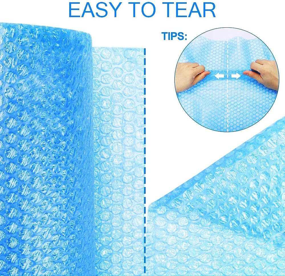 Dasen Bubble Cushioning Wrap Rolls for Packing Moving, 12 Inch x 72 Feet Total Perforated Every 12" Easy Tear Durable Air Bubble Roll for Shipping Packaging Materials Supplies(blue)