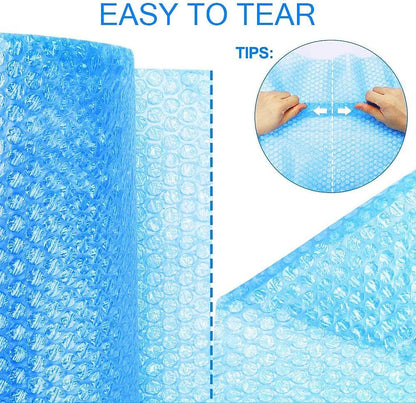 Dasen Bubble Cushioning Wrap Rolls for Packing Moving, 12 Inch x 72 Feet Total Perforated Every 12" Easy Tear Durable Air Bubble Roll for Shipping Packaging Materials Supplies(blue)