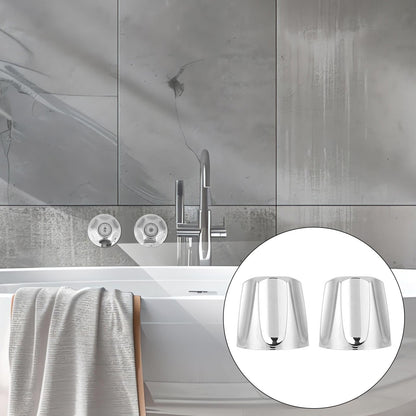 Shower Knobs Replacement Kit 2 Piece, Matte Shower Hot and Cold Tub Knobs Include Base Connectors Screws Bathtub Faucet Handle Remodel Trim Kit Compatible with Pfister Verve (Silver)