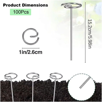 100 Pcs Circle Top Landscape Staples, 6 Inch G-Shaped Thickened Galvanized Garden Staples, Rust-Resistant Ground Cover Pins for Weed Barrier & Landscaping Projects