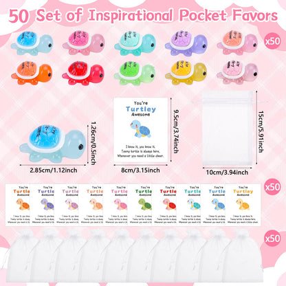 50 Sets Inspirational Gift Include You're Turtley Awesome Engraved Mini Resin Turtles Pun Thank You Cards Organza Bags Employees Appreciation Gift for Coworkers Staff Team Teacher Office