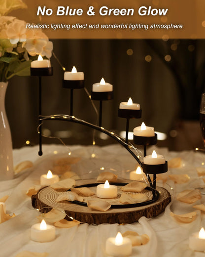 BEICHI 50 Pack Flikcer Electric Tea Light, Long Last 200+ Hours, Battery Candle Warm White Bright Realistic for Thanksgiving Day, Halloween, Christmas