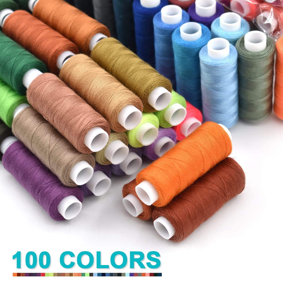 Sewing Thread Kit 100 Color All Purpose Polyester Thread kit 250 Yards Each Spool for Quilting Embroidery Thread Kit Hand and Machine Sewing