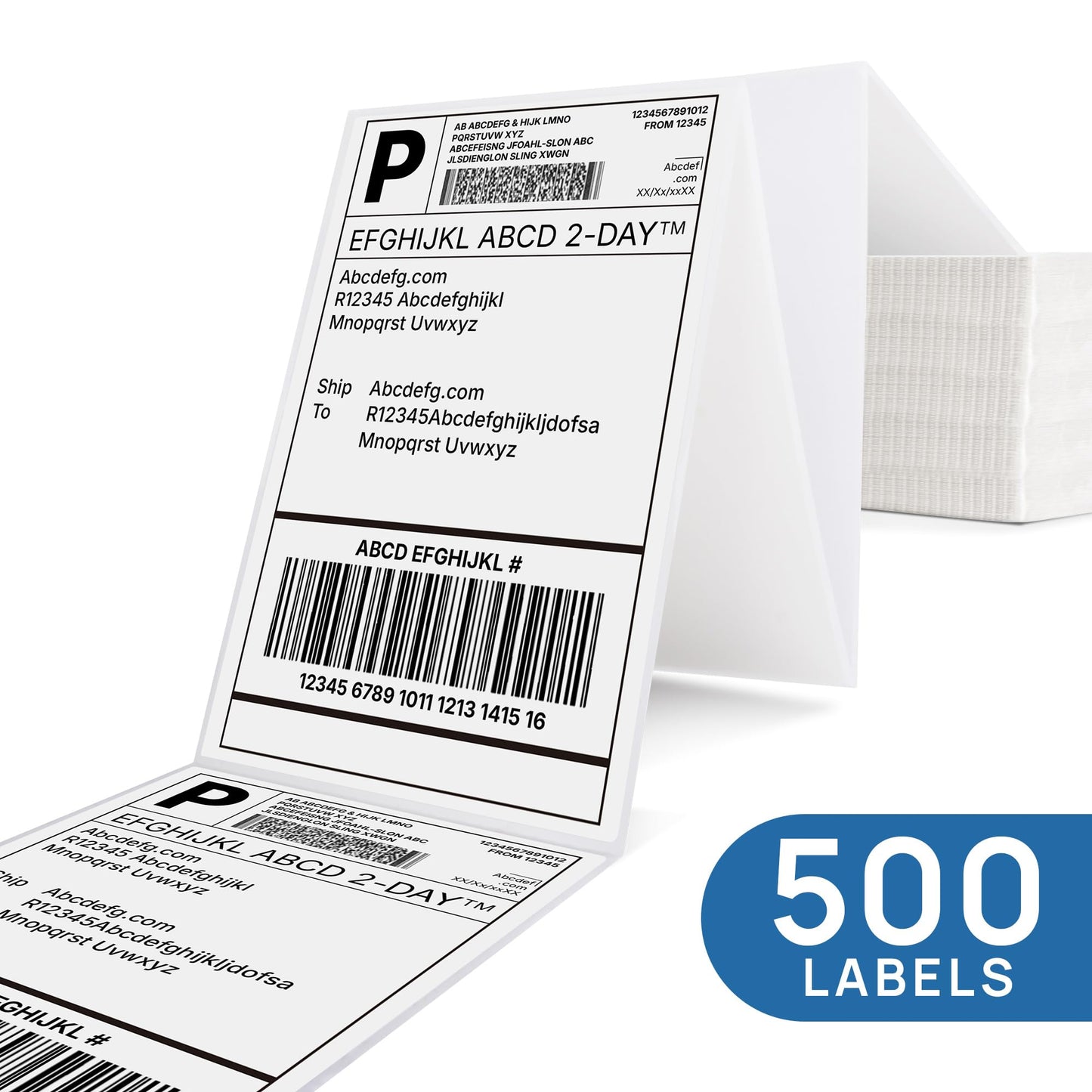 POLONO Genuine 4" x 6" Direct Thermal Shipping Label, Thermal Label (Pack of 500), Perforated Fanfold Labels Compatible with POLONO PL80E, PL70E, PL60 Label Printer, BPA & BPS Free, Commercial Grade
