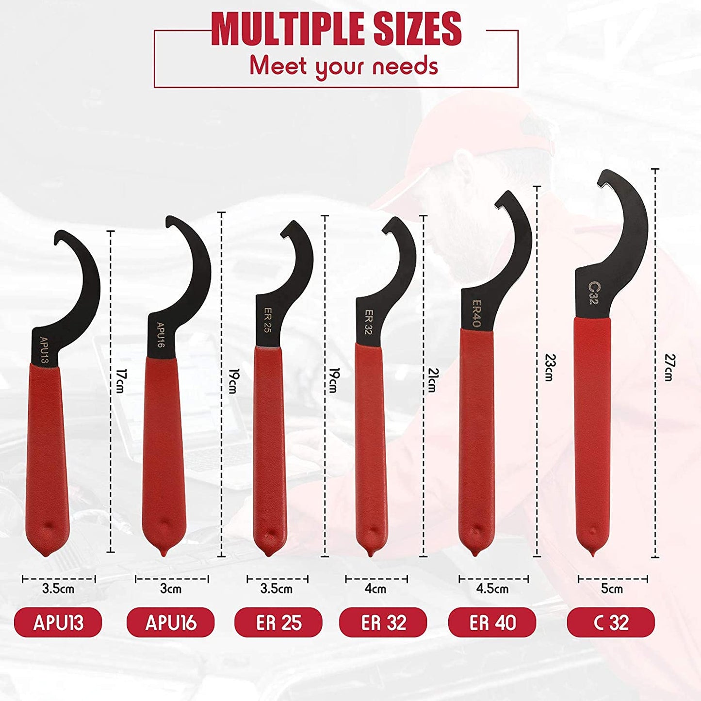 Coilover Adjustable Spanners, 6 Pieces Adjustable Hook Wrenches Tools Coilover Wrench Steel Spanner for Coilover System