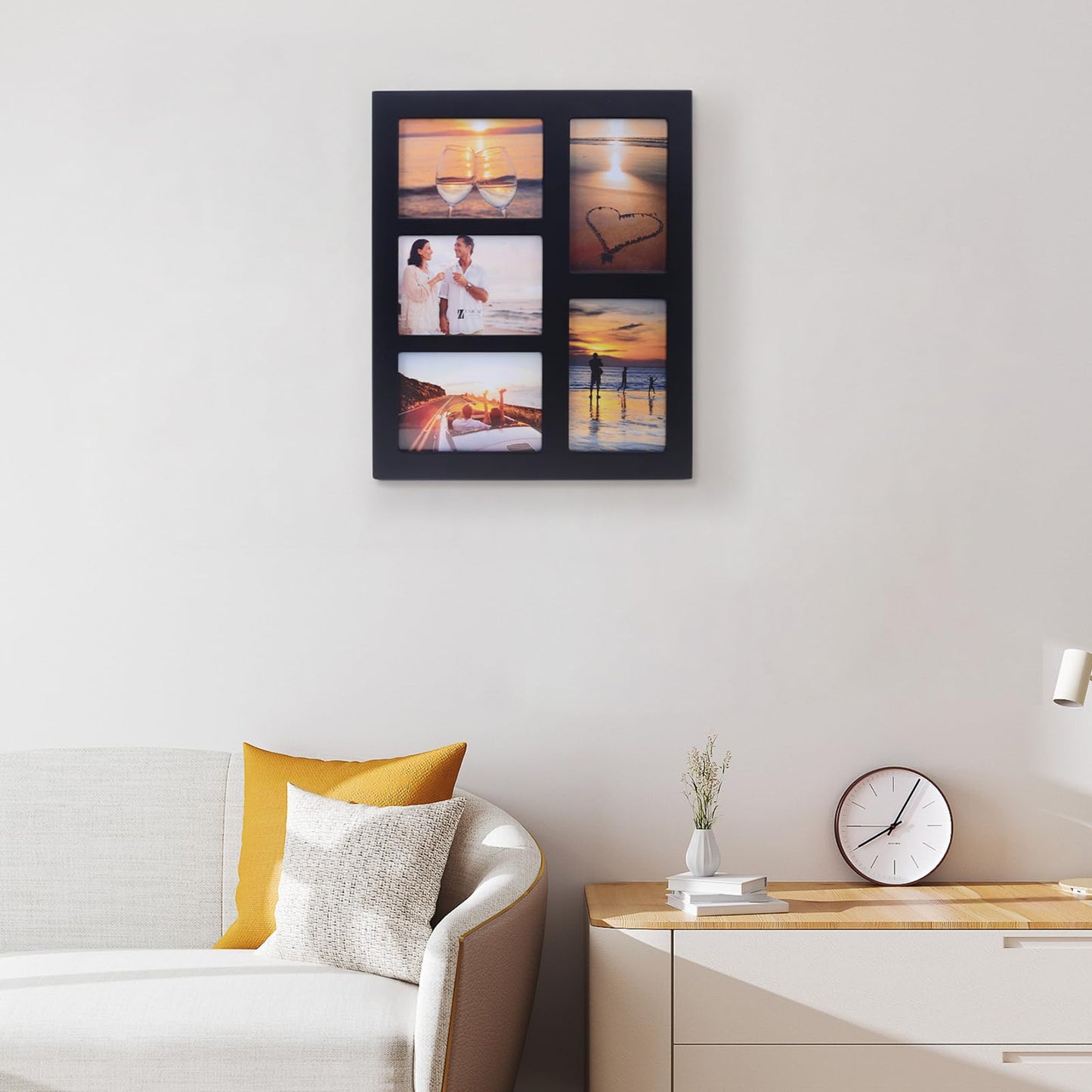 UMICAL 4x6 5-Opening Collage Picture Frame Black Wood Photo Frames for 4x6 Inch Pictures Display Made for Tabletop Stand and Wall Mounting