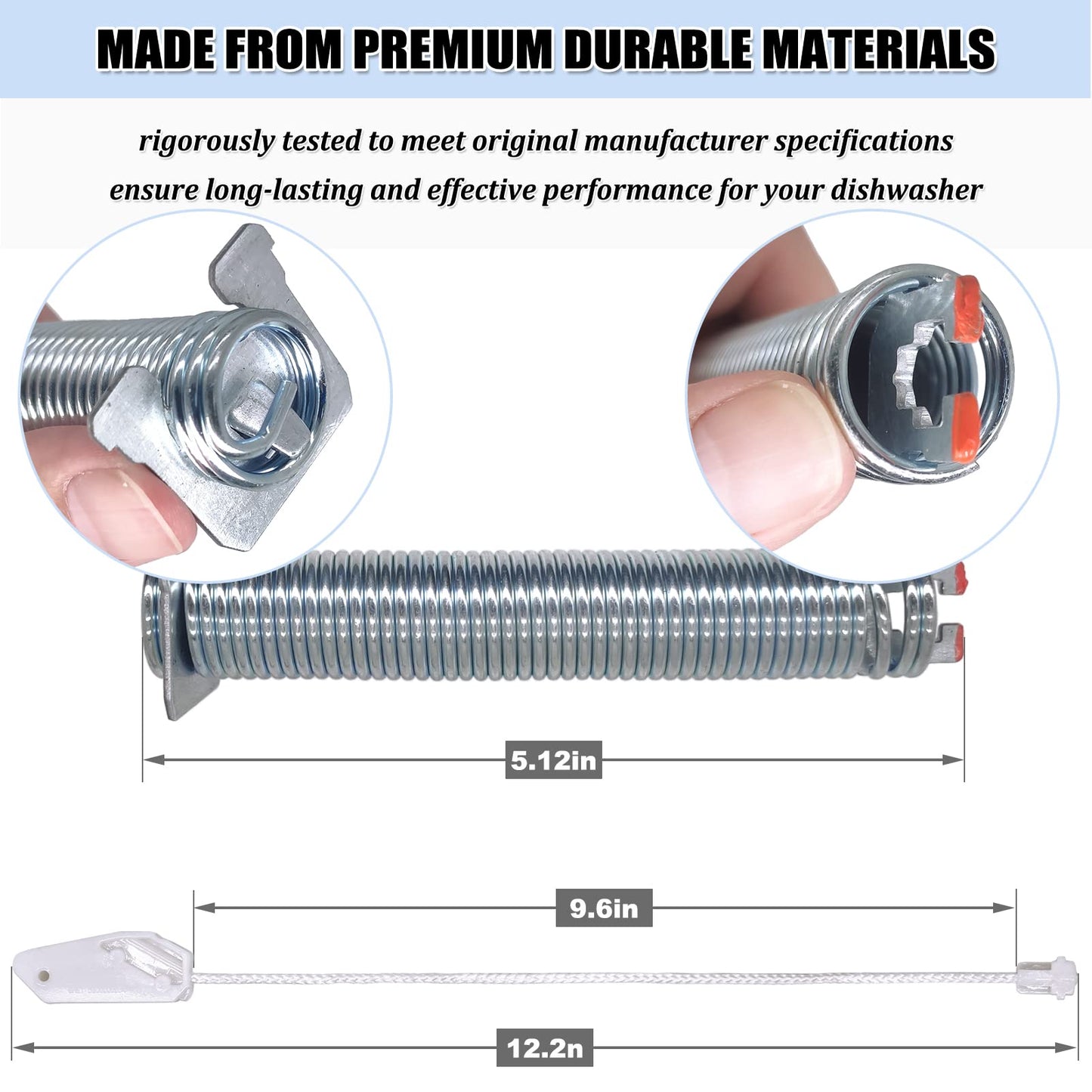 UPGRADED 00754866 Dishwasher Door Spring & Cable Kit - Dishwasher Door Hinge Replacement Parts AP5804978 PS8770519 00623540 00627230 00659339 00751392 3279707