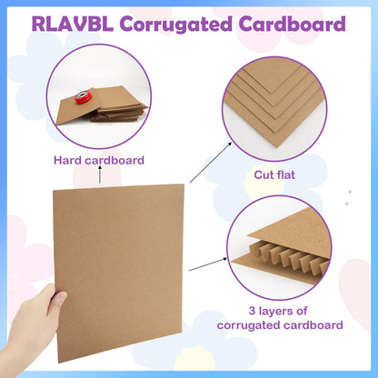 RLAVBL 50 Pack 9x12 Corrugated Cardboard Sheets, Flat Cardboard Inserts for Shipping, Mailing, Packing, DIY Crafts