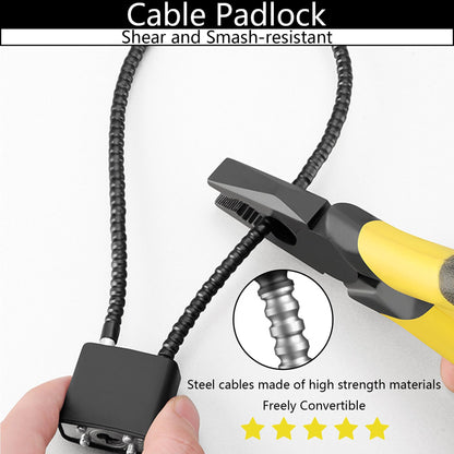 4 Pack Long Cable Padlock with Keys Alike,(1.3''/33mm) Wide Lock Body Heavy Duty Padlocks with 12Keys,Wire Rope Lock for Outdoor or Indoor for Gym Locker, Case, Bike and Fence