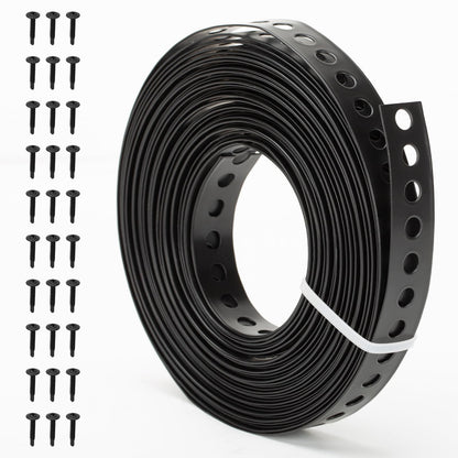 Black Metal Pipe Strap 3/4-Inch x 33-Feet 0.5mm Thickness Pipe Hanger Strap for Pipe Supports Hanging with Screw Metal Strapping with Hole