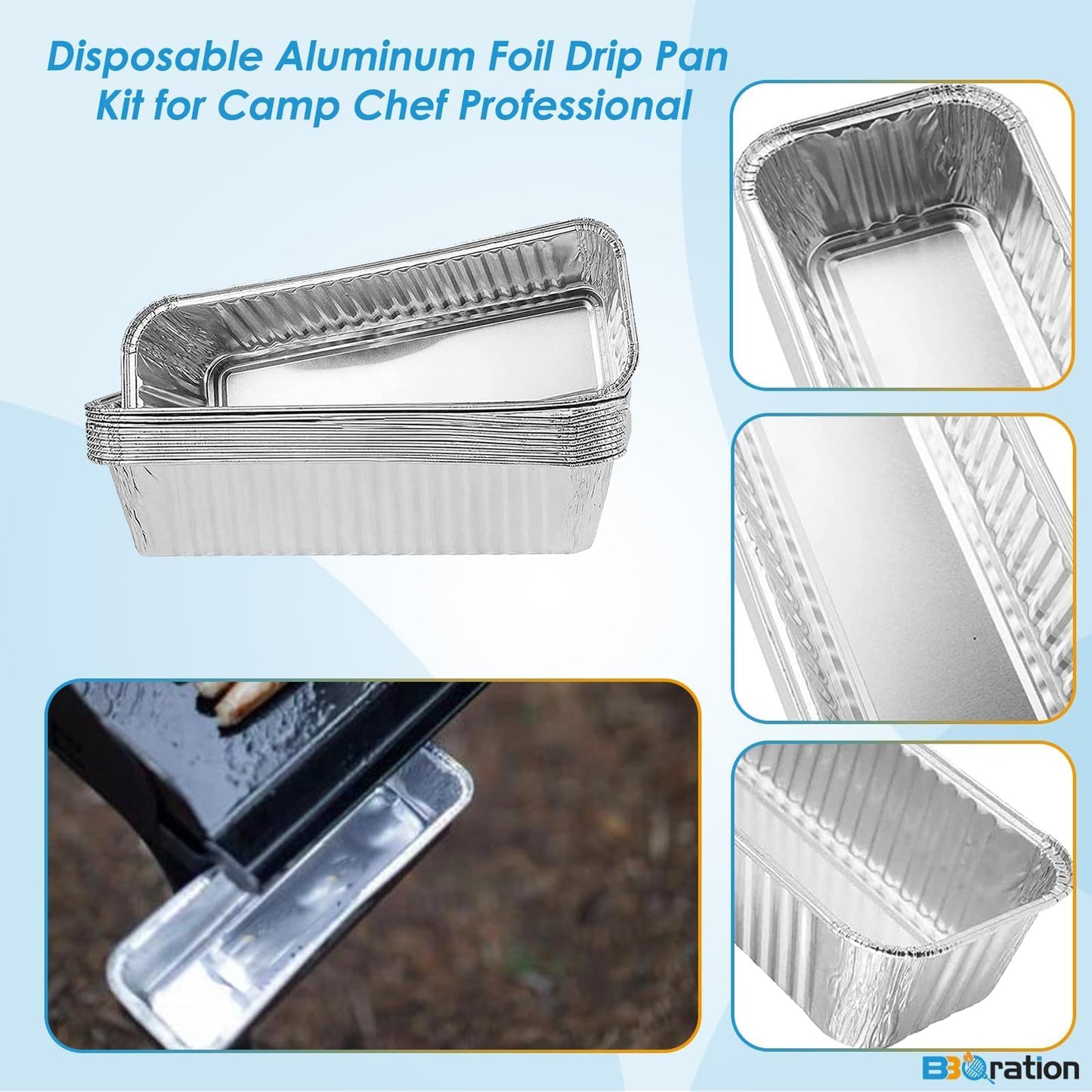 BBQration Grease Cup and Disposable Aluminum Foil Drip Pan Kit for Camp Chef Professional Portable Grill Fits Camp Chef Stove Griddles SG14, SG30, SG60, SG90, SG100, Catch Pan Holder, 24 oz