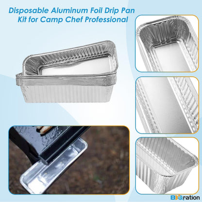 BBQration Grease Cup and Disposable Aluminum Foil Drip Pan Kit for Camp Chef Professional Portable Grill Fits Camp Chef Stove Griddles SG14, SG30, SG60, SG90, SG100, Catch Pan Holder, 24 oz