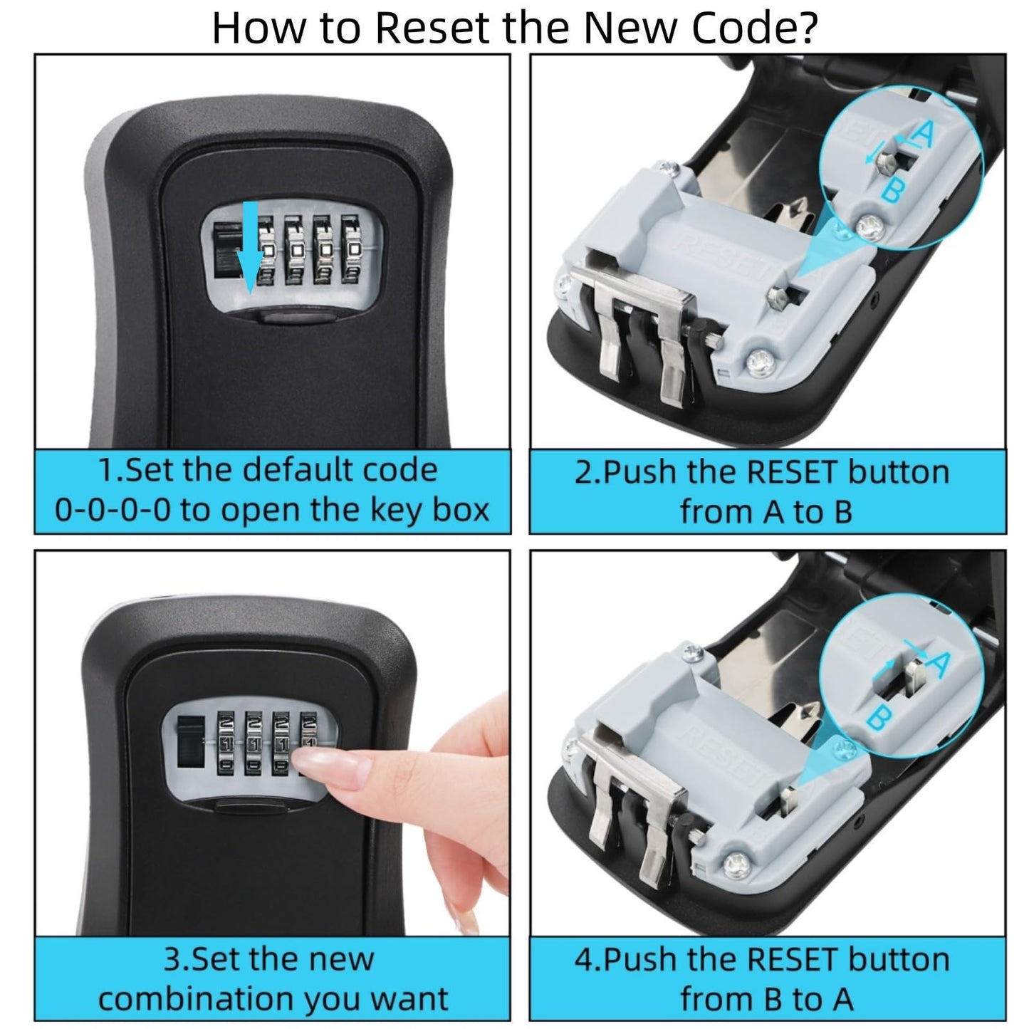 Cididu 2 Pack Key Lock Box for Outside, Wall Mount Lockbox for Keys with Code, Waterproof Key Safe Storage Box 4 Digit Combination, Portable Resettable Door Lock Box for Realtors Retail Store Garage