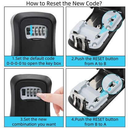 Cididu 2 Pack Key Lock Box for Outside, Wall Mount Lockbox for Keys with Code, Waterproof Key Safe Storage Box 4 Digit Combination, Portable Resettable Door Lock Box for Realtors Retail Store Garage