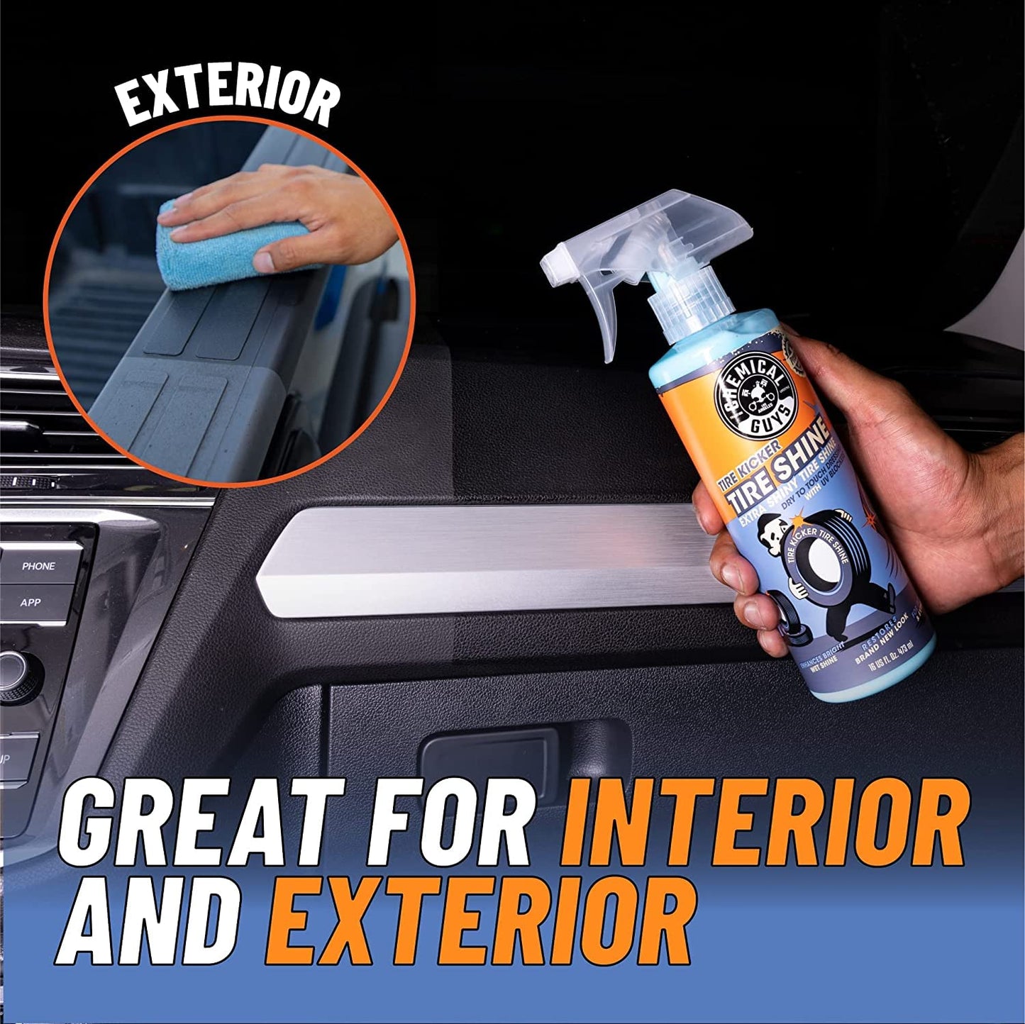 Chemical Guys Tire Kicker Sprayable Extra Glossy Tire Shine (Works on Rubber, Vinyl & Plastic), Great for Cars, Trucks, SUVs, Motorcycles, RVs & More, 473 ml (2 Pack)