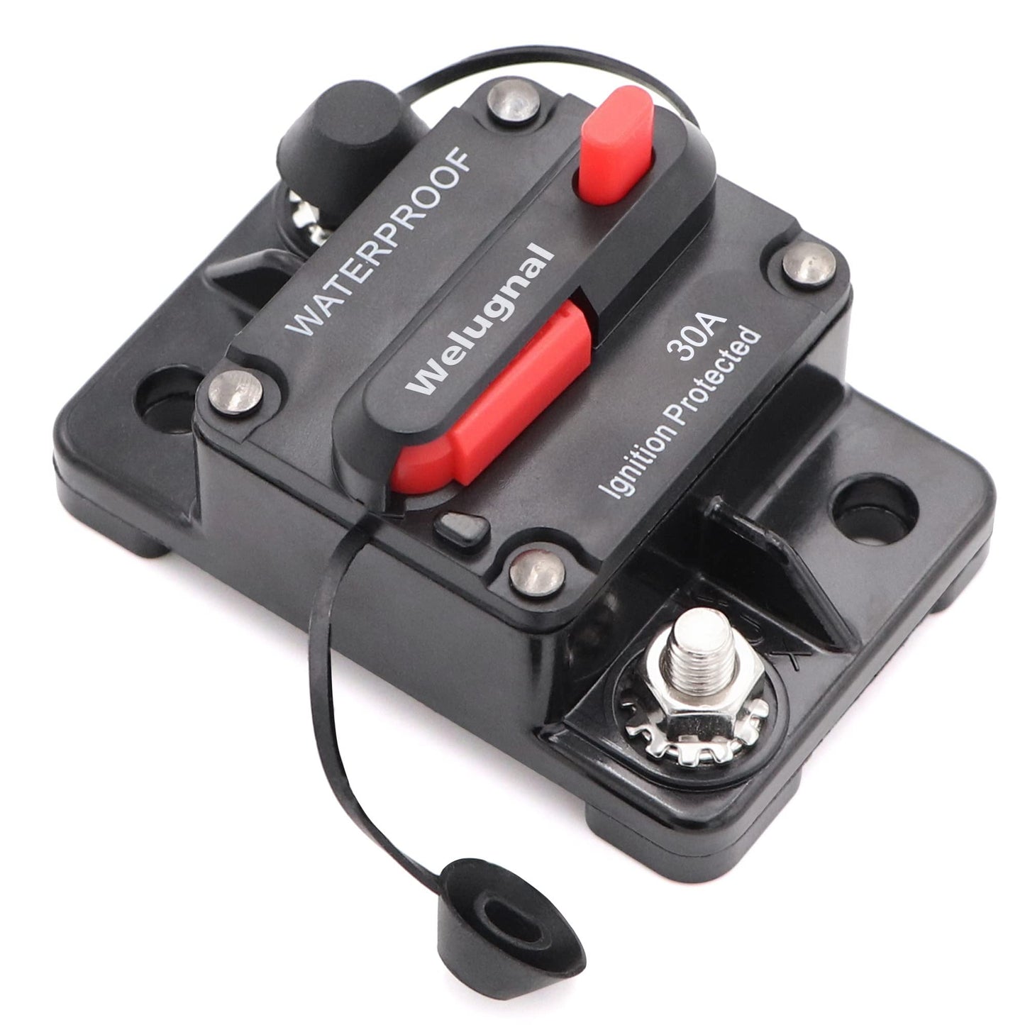 30 Amp Automotive Marine Circuit Breaker with Manual Reset Surface-Mount for Trolling Boat Motor Battery Thermal 12V-48V DC Waterproof